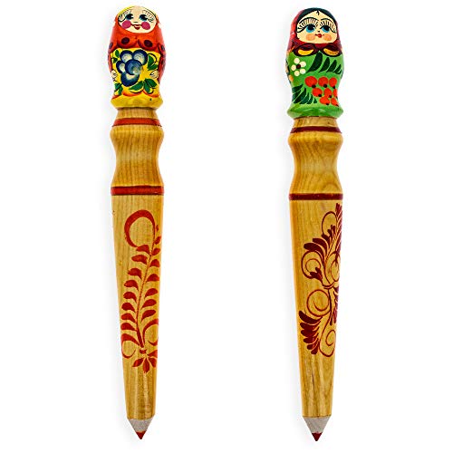 BestPysanky Wooden Matryoshka Doll Pencil (1 Random Design) 11.3 Inches