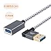 CableCreation [2-Pack Short USB 3.0 Extension Cable Right Angle, 1FT Male to Female Extender Cord for Flash Drives, Keyboard, Scanners, PlayStation, 0.3m, Space Grey