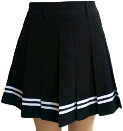 PEPU Women`s check Pleated School Skirt Japanese Asian Costume (L, White border and black)