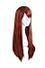 HH Building Women Side Swept Bangs Long Straight Synthetic Hair Anime Cosplay Wig (Orange)