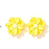 Rrdaily Boho Acrylic Pearl Flower Stud Earrings for Women White Exaggeration Camellia Drop Earrings Sweet Resin Flower Dangle Earrings Jewelry Gift