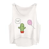 Womens Lovely Potted Plants Cactus Printed Sleeveless T-Shirt Vest Cool Tank