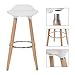 SONGMICS Set of 2 Stools, Kitchen Counter Bar Breakfast Barstool, with Beechwood Legs, Height 28.8 Inches, White and Natural Wood Colour