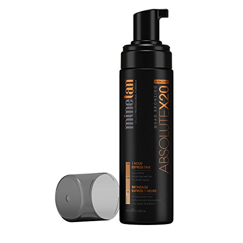 MineTan Absolute X20 Self Tan Foam - Ultra Dark Sunless Tanning Mousse With X20 Quad Bronzers, 1 Hour Express Tan, 6.7 fl oz