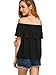 SheIn Women's Off The Shoulder Ruffle Tassel Scalloped Hem Blouse Top Large Black