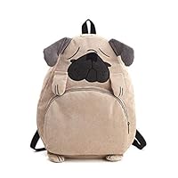 Japanese Style Cartton Dog Fox Backpack Embroidery Corduroy Daypack Rucksack for Boys Girls (Dog)