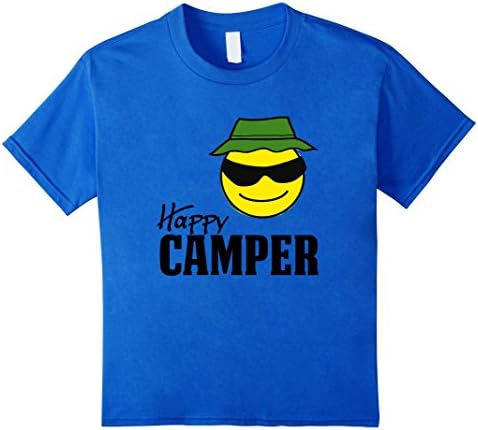 Kids Happy Camper Smiley Face With Bucket &amp; And Sunglasses Shirt 12 Royal Blue