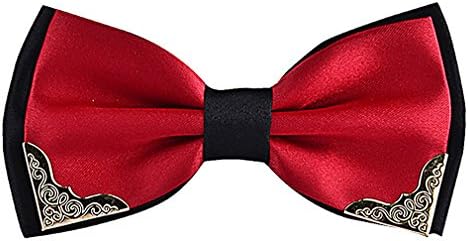 Celino Men Polyester Festive Solid Color Black Edges Gilded Corners Bow Ties