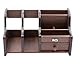 PAG Wood Desk Organizer Office Supplies Caddy 3 Upright File Holder with Drawer,Brown