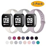 NANW Silicone Bands Compatible with Fitbit Versa/Versa Lite Edition, Narrow Slim Soft Replacement Wristband Waterproof Accessories Sport Band for Versa Women Men, 3-Pack, Large Small