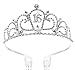 Bienvenu Women's Sweet 16 Birthday Tiara With Loops, Crystal Rhinestone Crown, Silver