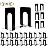 HappyHapi Bookends, 14 Pair Black Bookend Support for Shelves, Size of 6 x 5 x 5.7 Inch