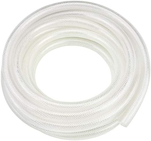3/8" ID x 100 Ft High Pressure Braided Clear Flexible PVC Vinyl Tubing Heavy Duty Reinforced Vinyl Hose Tubing, BPA Free and Non Toxic