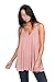 Alexander + David Women’s Casual V-Neck Cupro Spaghetti Strap Open Back Loose Fit Flowy Tunic Tank Top (Mauve, Large)