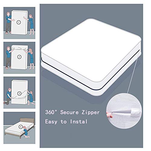 SHEEPPING Premium Bed Bug Mattress Encasement Full Size - Waterproof Zippered Encasement Mattress Protector - Breathable Noiseless and Hypoallergenic (Fits 10". H) - 54"x 75" - Thumbnail 4