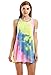 Creabygirls Womens Sleeveless Tie-dye Round Neck Mini Dress
