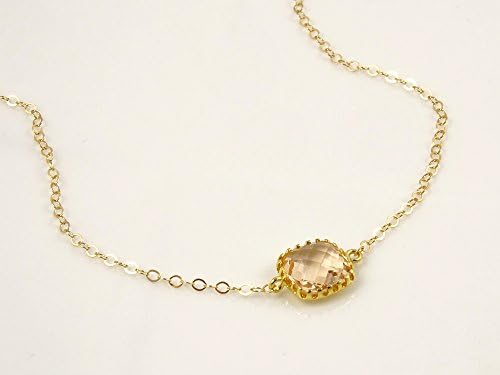 Gold Blush Champagne Dainty Necklace, Delicate Necklace for Women Gift for Her