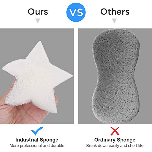 Tearcam Oil Absorbing Sponge, Star Hot Tub Scum Sponge Spa Oil Absorber for Cleaning Swimming Pool, Absorb Oil Slime Grime and Scum (White)