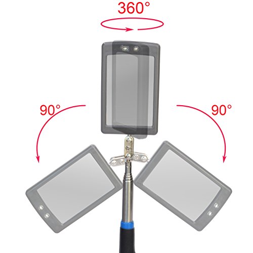 7TECH Lighted Telescoping Inspection Mirror LED Lighted Inspection Mirror, 360 Degree Swivel