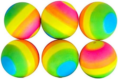 Novelty Treasures Set of 6 SOFT Rainbow Bouncy Balls (3") BRIGHT Colors Birthday Party Goody Bag Toys