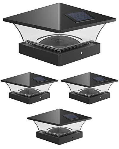 Davinci Lighting Klassische Solarleuchten für den Außenbereich, 4 x 4, 5 x 5, 6 x 6, helles LED-Licht für Zaun, Deck Garten oder Terrassenpfosten, Schieferschwa
