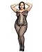 Deksias Fishnet Bodystocking Plus Size Crotchless Bodysuit Lingerie for Women (Plus Size, Black)