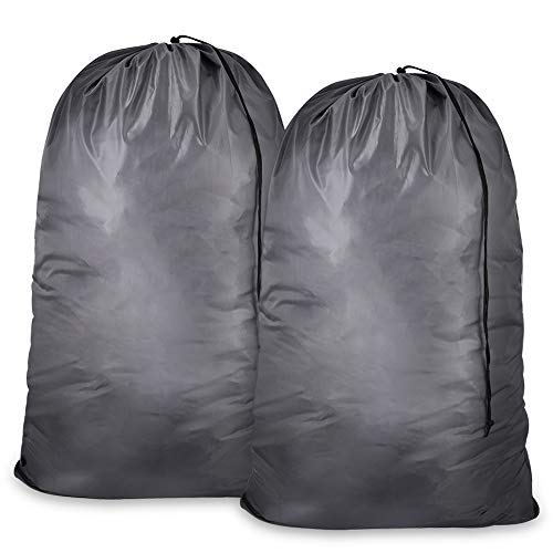 OTraki Large Travel Laundry Bags 28 x 45 inch XL Heavy Duty Drawstring Dorm Organizer Bags Tear Resistant Laundry Hamper Basket Liner Jumbo Dirty Clothes Storage, Three Loads of Clothes 2 Pack Grey