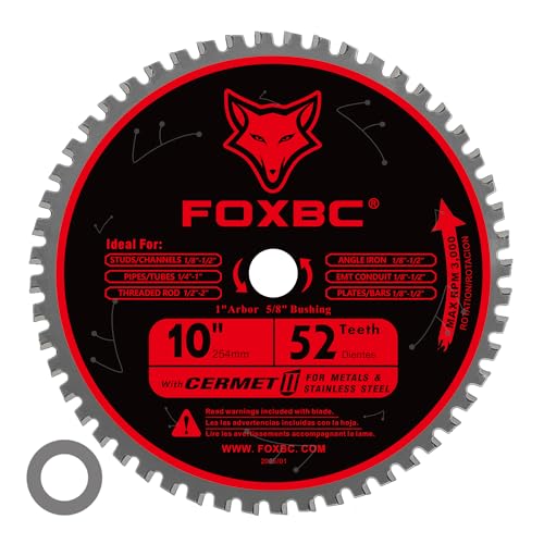 FOXBC 10 Inch Metal Steel Cutting Saw Blade 52 Teeth, 1" Arbor photo 10