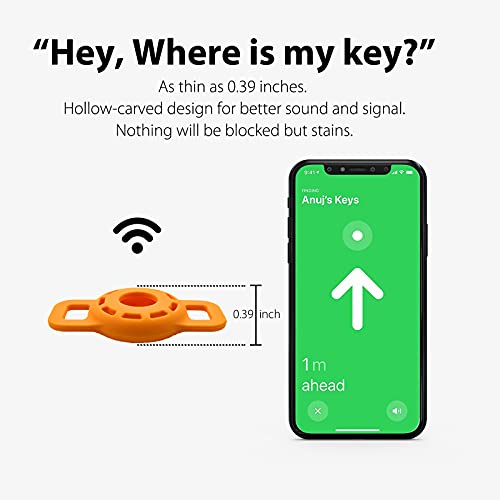 3-Pack Protective Case Compatible with Apple AirTag Dog Collar Holder, Anti-Lost Silicone AirTag Cat Puppy Collar Cover with Screen Protectors - Black & Orange & White