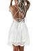AOOKSMERY Women Summer V-Neck Spaghetti Straps Lace Backless Party Club Beach Mini Dresses