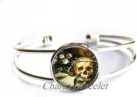 Charm Bracelet,Hallow's Eve Bracelets, Halloween Bracelet Halloween Bracelets Samhain jewelry Wiccan jewelry Goth Bracelet Skull Bracelet,Fashion jewelry,for her birthday,photo Jewelry Glass Bracelets