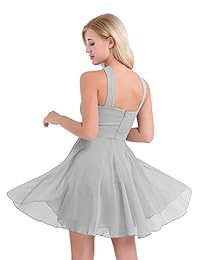 bily mujeres gasa entrecruzado tul dama de honor corto vestido de noche graduación