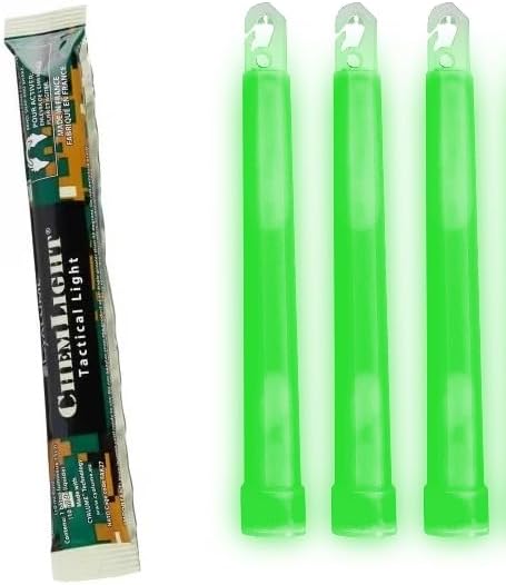 Z&N Trading Cyalume Green 6" SnapLight 12Hr Glow Sticks Military Grade - 3 Pack