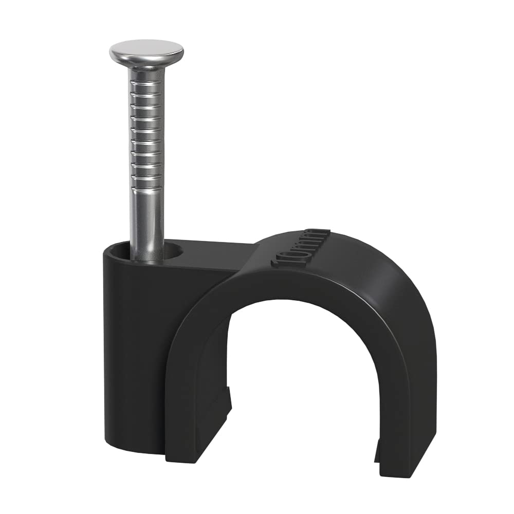 Round Cable Clips 10mm Black - Pack of 100