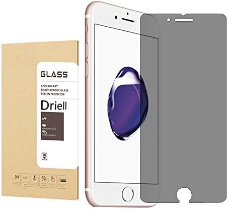 iPhone 7 plus Privacy Screen Protector, Driell Tempered Glass Screen Protector 0.3mm 9H HD 2.5D Curve Edge Anti-Scratch, Anti-Fingerprint, Easy Install