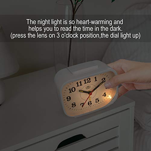 Small Analog Alarm Clock, Battery Operated, Non Ticking Silent, Night