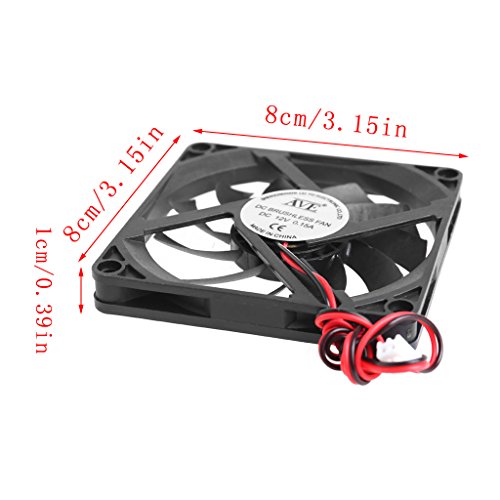 BYNNIX 12V 2-Pin 80x80x10mm PC Computer CPU System Heatsink Brushless Cooling Fan 8010
