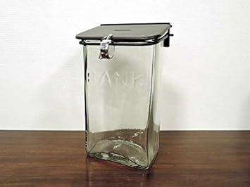 Amazon ガラス コインバンク 貯金箱 鍵付き お札 マネーバンク 大容量