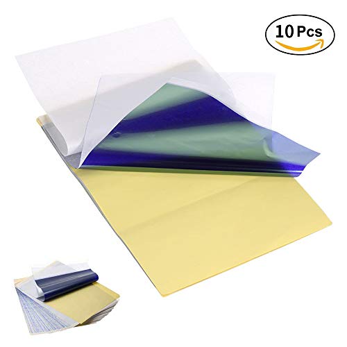 Romlon Tattoo Transfer Paper, Professional 10 Sheets Tattoo Thermal Stencil Paper A4 Paper Size with 4 layers Tattoo Transfer Paper Tattoo Copy Paper for Tattoo Machine Parts Tattoo Supplies (10PCS)