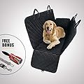 TrioGato Pet Dog Car Backseat Cover – Heavy Duty Hammock Cover, Large Side Flaps. Full Car/SUV Protection-Doors, Backseat & Floor - Waterproof, Nonslip, Washable- BONUS Pet Lint Roller & Dog Seat Belt