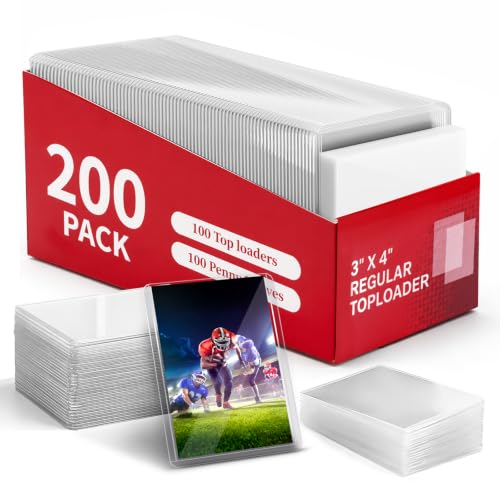 200PCS Clear Card sleeves, Top Loader, 2.5 x 3.5 pulgada Fundas para Cartas para Tarjetas de Fútbol, Béisbol, Juegos y Coleccionable (100pcs Dura Toploader + 100pcs Suave Sleeves)