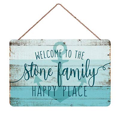 LPLED Personalized Customizable Name Door Houses Plaque Sign Hanging Wall Happy Place Rustic Look Vintage Meatal Sign 41uUXwIFSeL