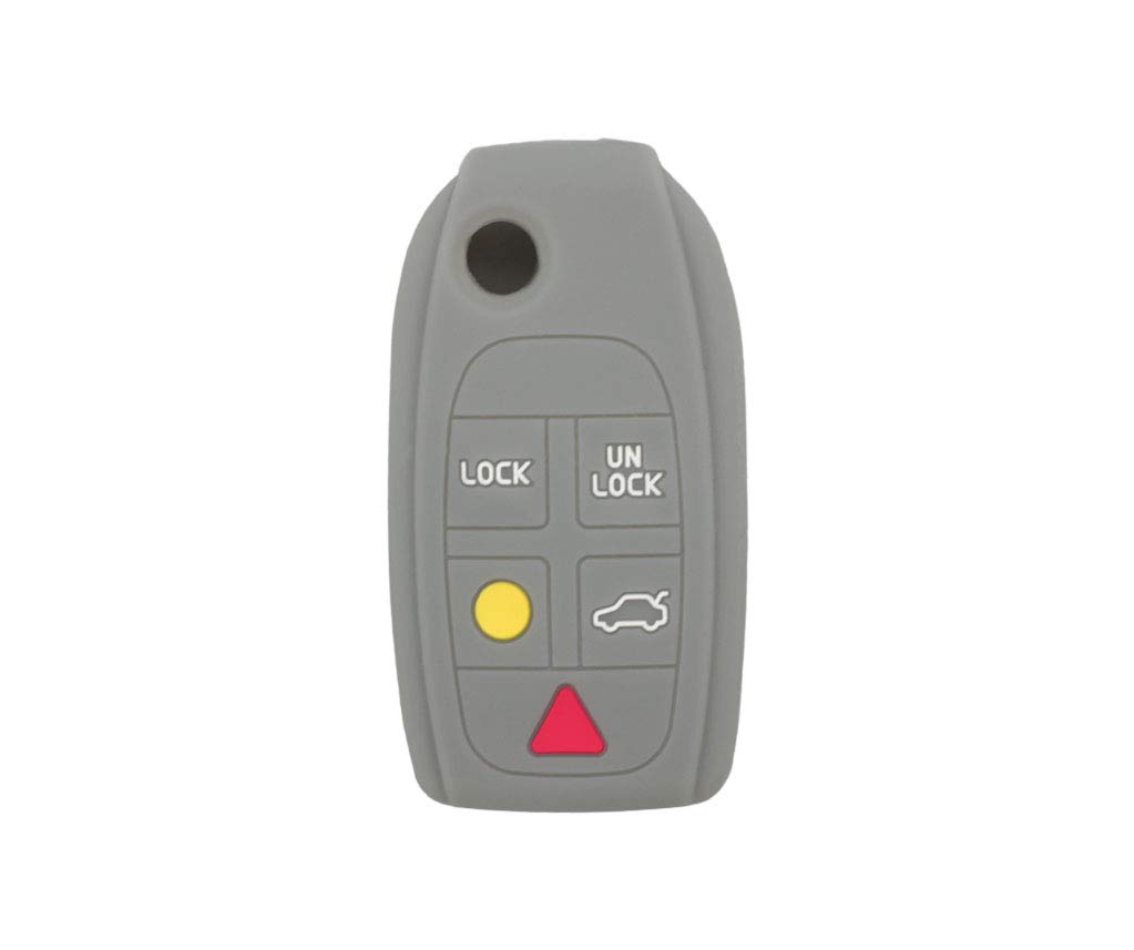 BROVACS Silicone Cover Protector Case Holder Skin Jacket Compatible with VOLVO 5 Button Flip Remote Key Fob CV4781 Grey