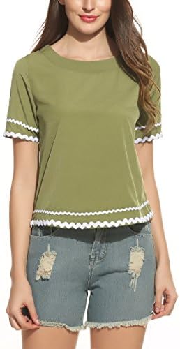 FineFolk Women's Casual Crew Neck Short Sleeve Summer Tee T-Shirt Basic Tunic Tops