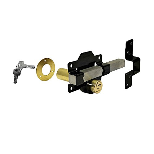 Perry 11270070BK 70mm (Locking Both Sides) Long Throw Lock with Elongated Keep and Stainless Steel Bar