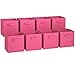 Royexe - Storage Cubes - (Set of 8) Storage Baskets | Features Dual Handles & 10 Label Window Cards | Cube Storage Bins | Foldable Fabric Closet Shelf Organizer | Drawer Organizers and Storage (Pink)