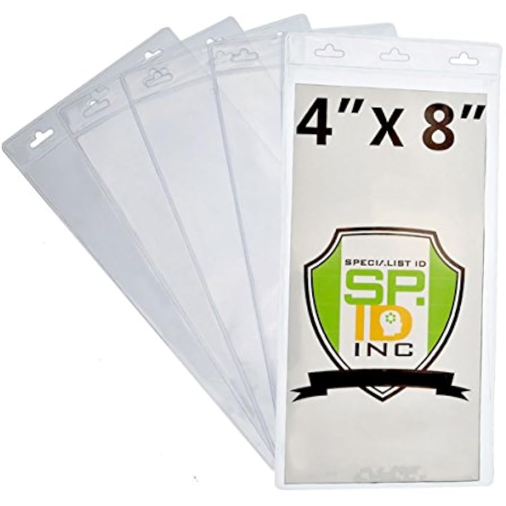 5 Pack EXTRA LARGE 4" 8" Clear Plastic Ticket Holders 4X8 Inch Big