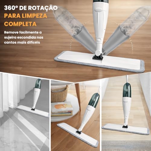 Mop Spray com Reservatório e Refil de Microfibra Lavável, Cabo Ergonômico e Cabeça 360° – Rodo Limpeza para Porcelanato, Laminado e Piso Frio – Limpeza Prática Sem Balde