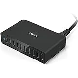 Anker 60W 10-Port USB Charger Multi-Port USB Charger PowerPort 10 for Apple iPhone 6 / 6 Plus, iPad Air 2 / mini 3, Samsung Galaxy S6 / S6 Edge and More - Retail Packaging-(Black)