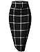 Hybrid & Company Women Elastic High Waist Bodycon Work Business Pencil Skirt KSK43584 10526 Black/Whit S